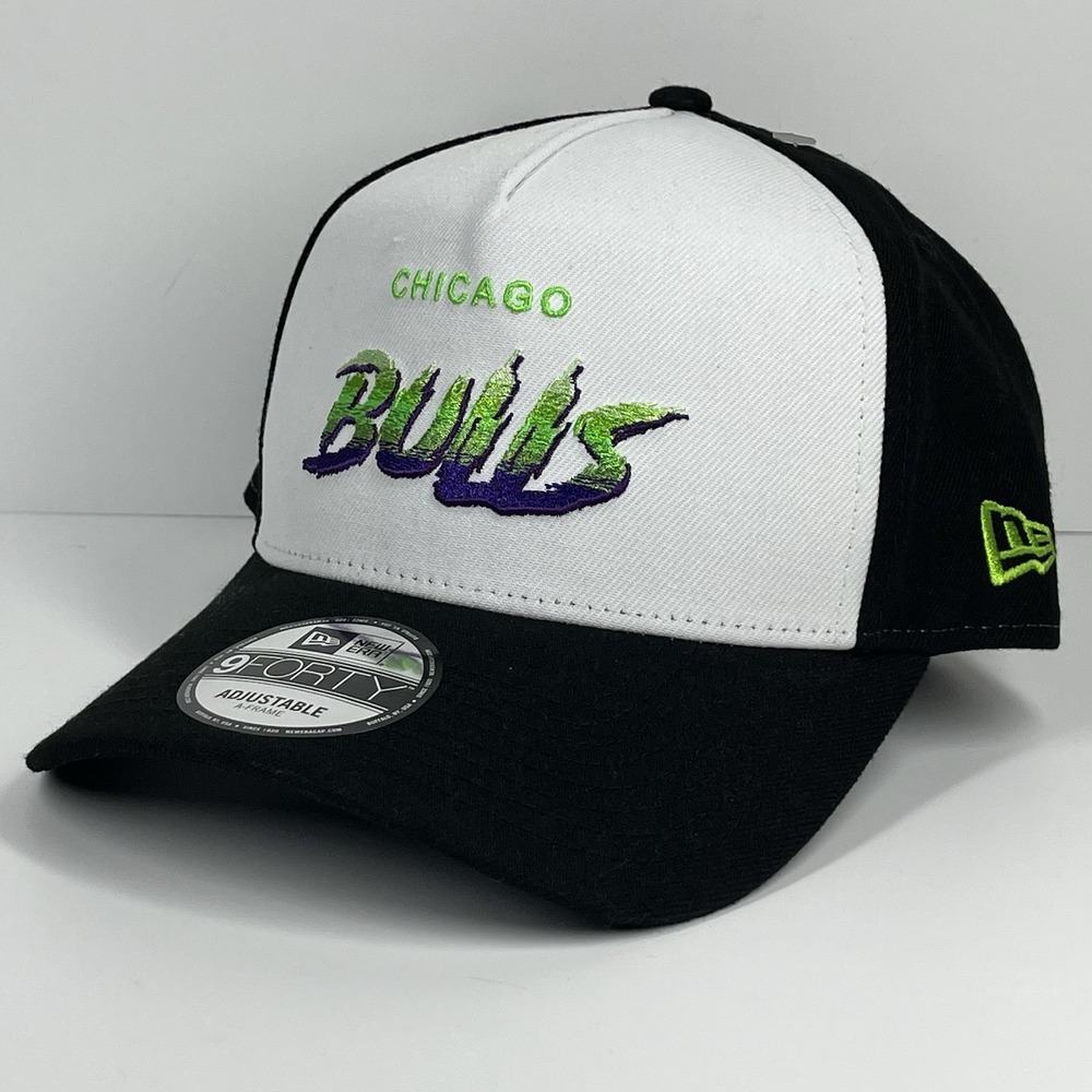 Chicago Bulls New Era 9Forty‎ Adjustable A-Frame Hat Cap White Green Purple 6x
